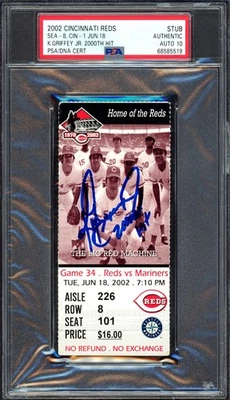 Ken Griffey Jr. Auto Signed 6/18/02 Ticket Stub Sig 10 2000th Hit PSA/DNA - Image 1 of 2