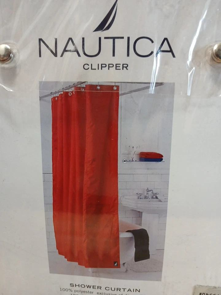 Cortina de ducha Nautica Clipper rojo liso poliéster 72 pulgadas por 72 pulgadas Foto 1 de 3