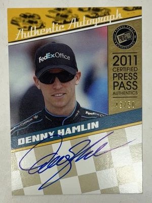 2011 DENNY HAMLIN PRESS PASS AUTHENTIC AUTOGRAPH #49/50 - Image 1 of 4