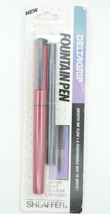 Pluma Estilográfica Sheaffer Delta Grip Roja y Negra - Plumín Mediano - Nueva Sellada - EE. UU. - Imagen 1 de 2