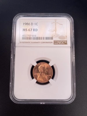 1986-D MS 67 RD NGC U.S / United States 1c Lincoln Memorial Cent - Image 1 of 4
