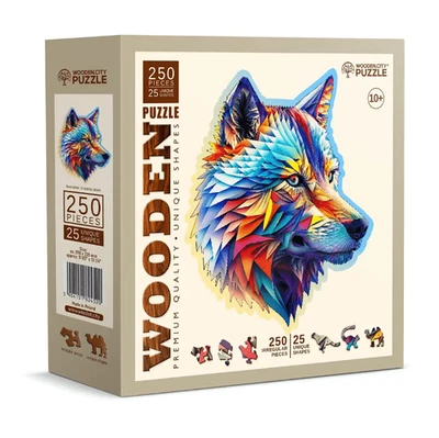Rompecabezas de madera calidad premium único - Lobo de moda 250 piezas Foto 1 de 3
