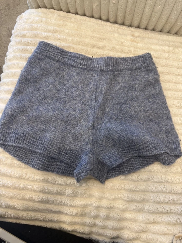 Pantalones cortos de punto de lana CYNTHIA ROWLEY en azul talla S Foto 1 de 3