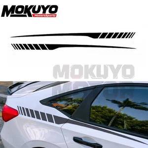 Black Sport Racing Rear Panel Stripes Decal Sticker For HONDA TOYOTA NISSAN - Picture 1 of 5