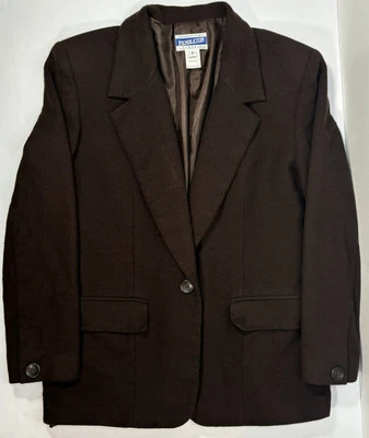 Vintage Pendleton 100% Virgin Wool Blazer Jacket USA Made Brown Size 6 - Image 1 of 4