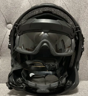 FMA Tactical Helmet w/goggles Airsoft Simple System Black Size L/XL Black - Image 1 of 4