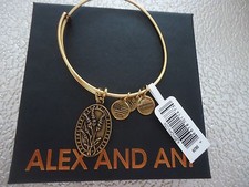 Alex and Ani Because I Love You AUNT II Russian Gold Bangle New W/ Card & Box 