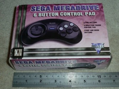SEGA MEGADRIVE I II 6 BUTTON CONTROLLER BRAND NEW! GAME CONTROL PAD Black Blaze - Image 1 of 3