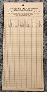 Dairy Inventory Sheet Vintage Original Portage Creamery 1940s Card Wisconsin - Picture 1 of 5