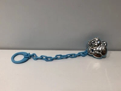 Pacifier Clip Plastic And Silver - Blue - Bear - Image 1 of 4