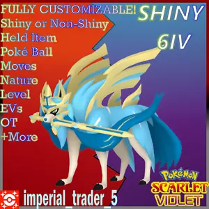 Pokémon Scarlet and Violet ✨SHINY✨ Zacian W/ Best 6IV + Customizable - Picture 1 of 1