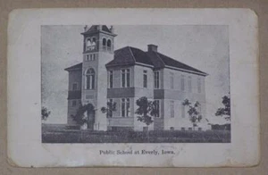 1907 POSTCARD, PUBLIC SCHOOL AT EVERLY, IOWA - Picture 1 of 1