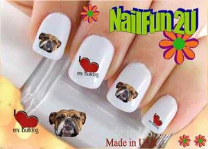 Arte en uñas 118A RAZA DE PERRO Love my Bulldog tobogán acuático calcomanías para uñas transferencias pegatina - Imagen 1 de 2