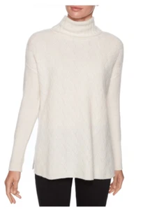 $398 NWT Magaschoni Turtleneck 100% Cashmere Vintage White Sweater sz M - Picture 1 of 9