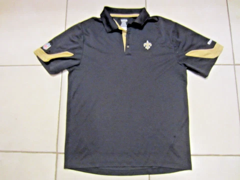 shirt men M New Orleans Saints NFL licensed black/gold polo top Reebok used Cover