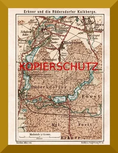 Erkner +Topografischer Umgebungsplan von 1914+ Rüdersdorf, Herzfelde, Tasdorf - Bild 1 von 3