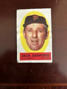 1963 Topps Baseball Peel-Offs Jack Sanford San Francisco Giants Instruction Back - Imagen 1 de 2