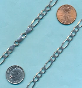 Highest Qual. Sterling Silver Mens/Boys Figaro Solid Chain Necklace 925 Italian - Picture 1 of 1