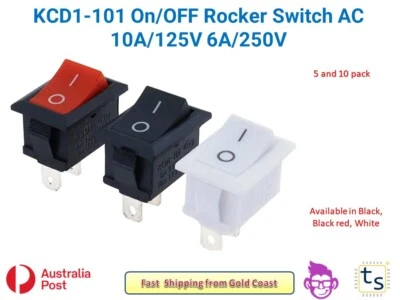 5-10Pk KCD1-101 On/OFF Rocker Switch AC 10A/125V 6A/250V - image 1 of 2