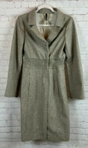 POLECI gray wool blend lined flared sleeve pocket elastic waist classic coat 4 - Picture 1 of 12