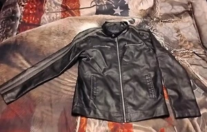 Hard Edge men's Biker Faux Leather Jacket XL. Upsta - Picture 1 of 8