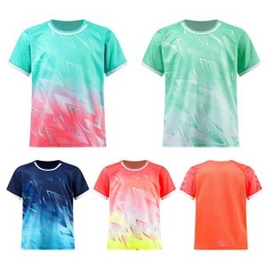 Boys Shirt Stylish Tops Gradient T-shirt Running Sportswear Badminton Shirts - Picture 1 of 37