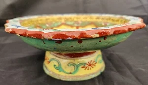 Bencharong thailändische asiatische chinesische Keramik Tazza Opfer Altar Stiel Schale 19. Jh. - Bild 1 von 16