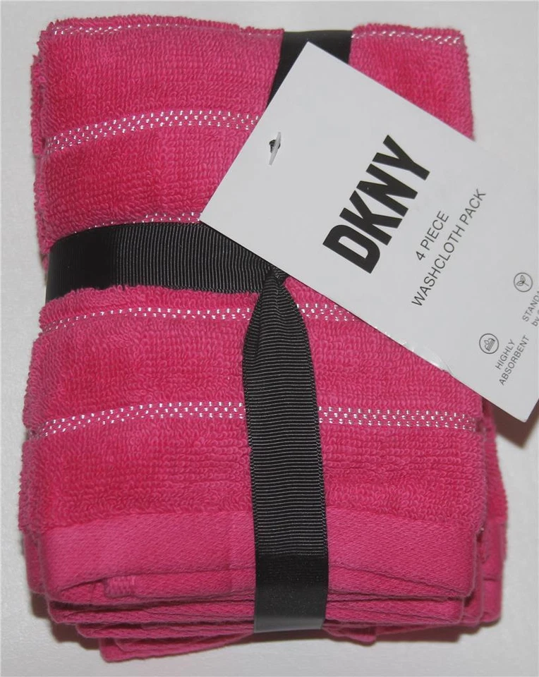 4 paños de rizo DKNY magenta con acento brillante altamente absorbentes Foto 1 de 1
