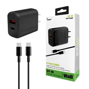 PD Fast Quick Charger 2IN1 Wall 20W Dual USB Adapter For Motorola edge (2022) 5G - Picture 1 of 12