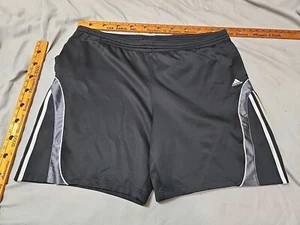 Adidas Shorts Mens XXL 2XL Black Knit Pockets 3 Stripe Logo Athletic Drawstring - Picture 1 of 12
