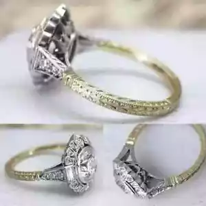 Anello FN oro bianco 14 carati matrimonio stile art deco diamante taglio tondo 2 ct - Foto 1 di 14
