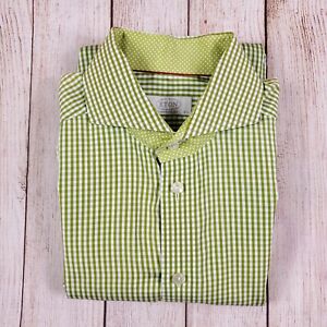 Eton Contemporary Fit Dress Shirt Long Sleeve Mens 42 16.5 Green White Striped