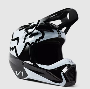 Fox Racing Youth V1 Leed Helmet Black & White 29729-018-YM - Picture 1 of 7
