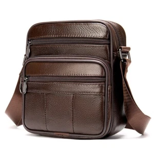 Men's Shoulder Bag Genuine Leather Crossbody Bag Messenger Small Satchel Handbag - Picture 1 of 9