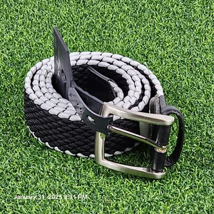 Walter Hagan Golf Belt Mens Large 38"-40" Stretch Basketweave Black White Buckle - Picture 1 of 6