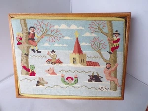 Taburete de pie de madera de tela tapiz canal Bristol Tudor The Great Flood of 1607 - Imagen 1 de 15