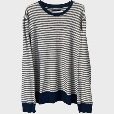 Barneys New York Navy Stripe Sweater Shirt Long Sleeve Crewneck Mens XL Nautical - Image 1 of 4