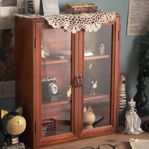 Small Wooden Wall Cabinet Storage 2 Door Cupboard Vanity Display Shelving Unit - Picture 1 of 9