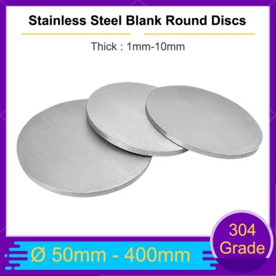 Stainless Steel Blank Round Discs 304 Grade Laser Cut Ø 50-400mm Thick 1mm-10mm - Image 1 of 4