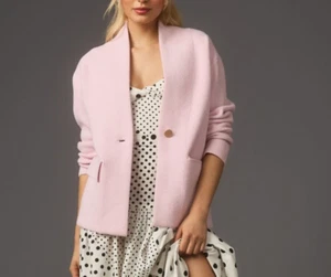 Anthropologie x NVLT Soft Pink Knit Button Nylon/Poly Relaxed Blazer NWT S/P - Picture 1 of 24