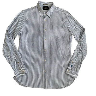 Camisa Scotch & Soda blanca azul a rayas con botones para hombre XXL manga larga regular Foto 1 de 4