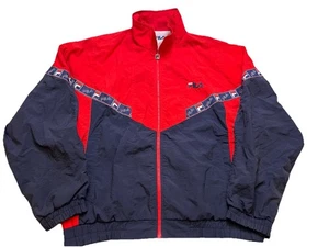 Vintage 80s-90s FILA Blue & Red Tracksuit Jacket Windbreaker Full Zip Size L? - Picture 1 of 10