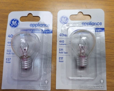 (2) GE appliance High Intensity Light 40w 440 Lumens S11 Bulb Type E17 Base - Image 1 of 2