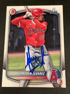 Carta firmata Hayden Alvarez 2025 1° Bowman di persona IP autografo auto - Foto 1 di 2