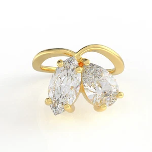 3ct White Pear & Marquise VVS Moissanite in 10kt Yellow Gold Enagagement Ring - Picture 1 of 6