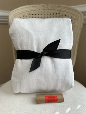 West Elm Pleated European Flax Linen BLACKOUT Curtain (1) 48”x108” White NWOT OB - Image 1 of 4