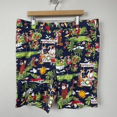 Loudmouth Golf Shorts 40 Santa Reindeer Print Red Green Holiday Resort - Image 1 of 4