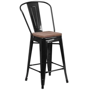 Flash Furniture 24.25 in. Black Metal Bar Stool - Picture 1 of 8