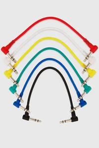 Paquete de 6 cables de conexión multicolores de 1/4" 90° codo TRS de 1' pies para pedales de guitarra NUEVO - Imagen 1 de 2