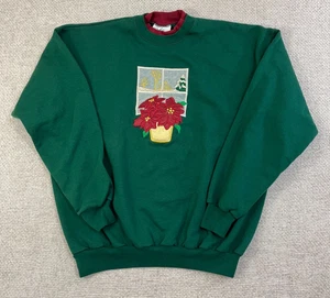 Vintage MC Sportswear Christmas Sweater Sweatshirt Women's XL Poinsettia - Picture 1 of 7